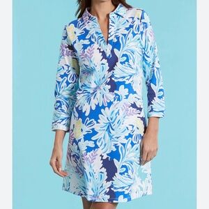Tyler Böe (M) blue mini JOHNNY SEA FLORAL collared SHIRTDRESS MULTI